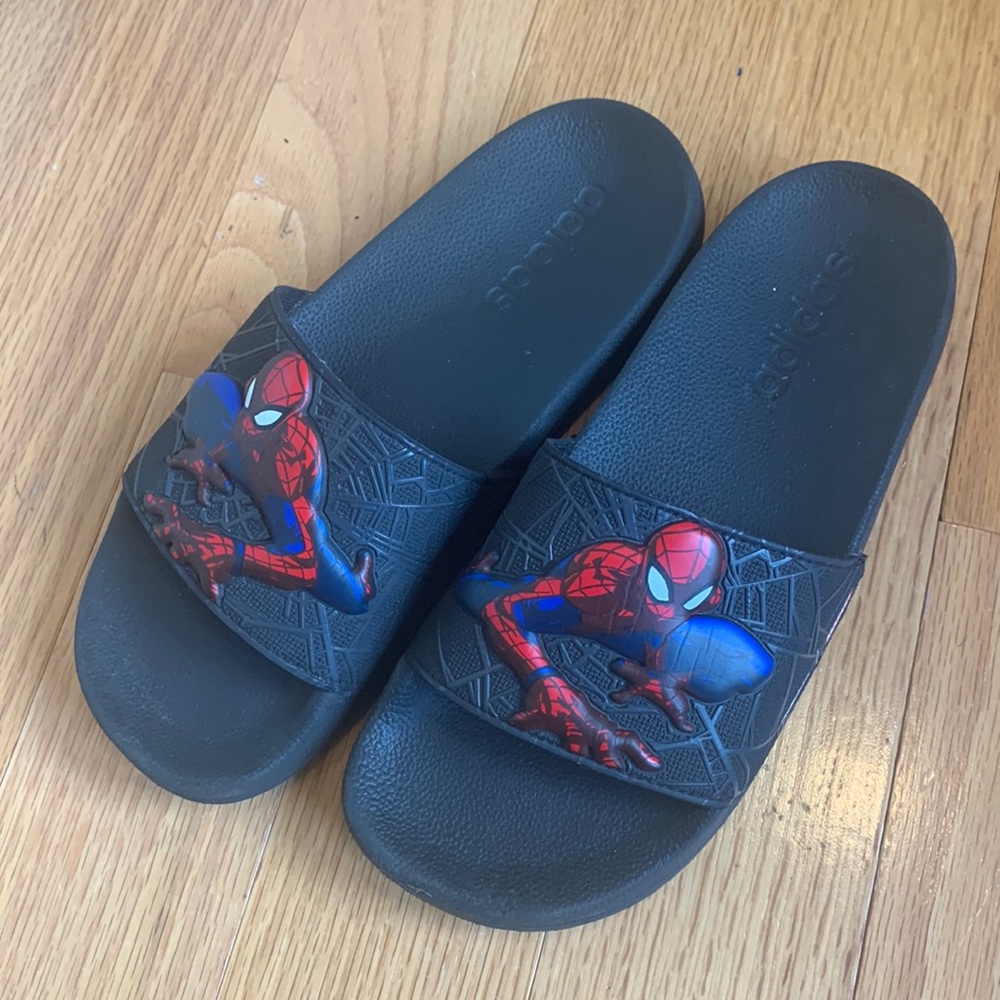 Boys Marvel Spider-Man by Adidas slides